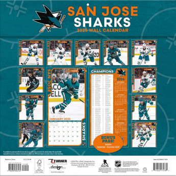 San Jose Sharks kalendar 2025 Wall Calendar