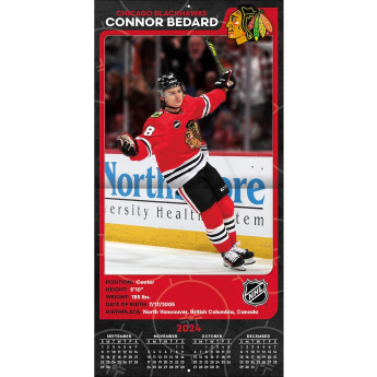 Chicago Blackhawks kalendar Connor Bedard 2025 Wall Calendar