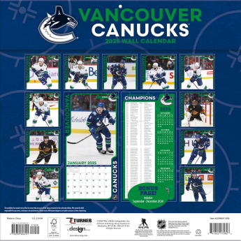 Vancouver Canucks kalendar 2025 Wall Calendar