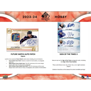 NHL boxovi NHL hokejske karte 2023-24 Upper Deck SP Authentic Hobby Box