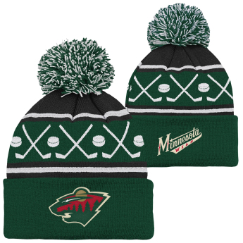 Minnesota Wild dječja zimska kapa Face-Off Cuff Pom