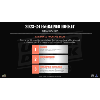NHL boxovi NHL hokejske karte 2023-24 Upper Deck Engrained Hockey Hobby Box