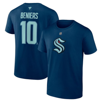 Seattle Kraken muška majica Matty Beniers #10 Stack Logo Name & Number