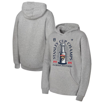 Florida Panthers dječja majica s kapuljačom 2025 Stanley Cup Champions Locker Room gray