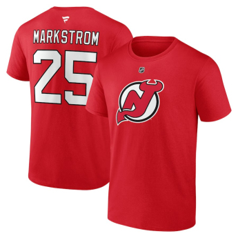 New Jersey Devils muška majica Jacob Markstrom #25 New Jersey Devils Authentic Stack Name & Number red