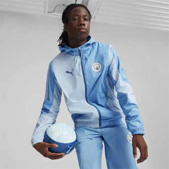 Manchester City muška jakna s kapuljačom Pre-Match blue