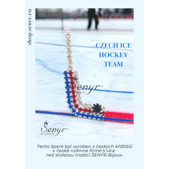 Hokejaške reprezentacije broš Czech Hockey Tricolor Silver Plated Hockey Stick