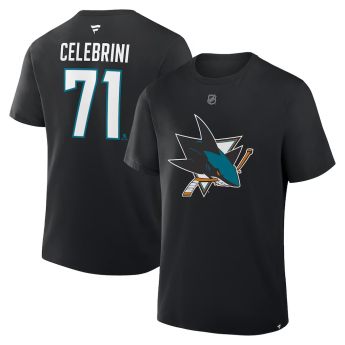 San Jose Sharks muška majica Macklin Celebrini #71 Authentic Stack Name and Number black