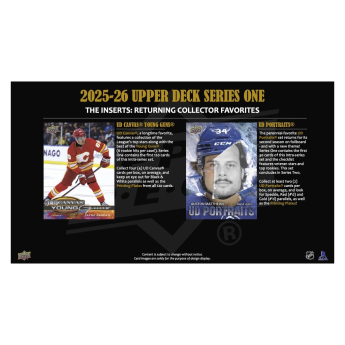 NHL boxovi NHL hokejske karte 2025/26 Upper Deck Series 1 Hobby Box