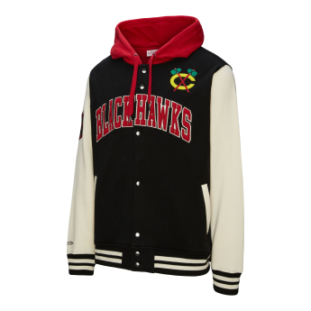 Chicago Blackhawks muška majica s kapuljačom Courtside Fleece Button Front Vintage Logo
