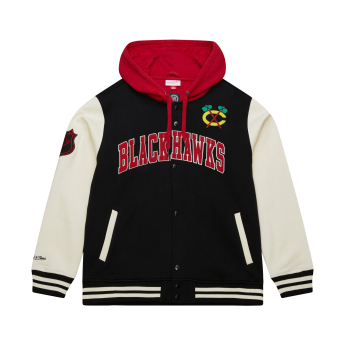 Chicago Blackhawks muška majica s kapuljačom Courtside Fleece Button Front Vintage Logo