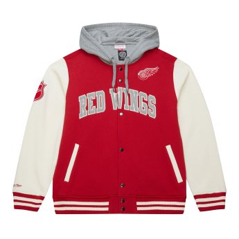 Detroit Red Wings muška majica s kapuljačom Courtside Fleece Button Front Vintage Logo