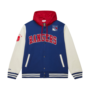 New York Rangers muška majica s kapuljačom Courtside Fleece Button Front Vintage Logo