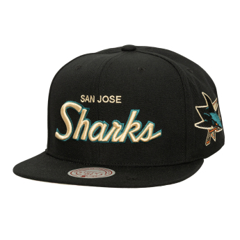 San Jose Sharks šilterica ravnog oboda Cream Script Snapback black