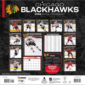 Chicago Blackhawks kalendar 2026 Wall