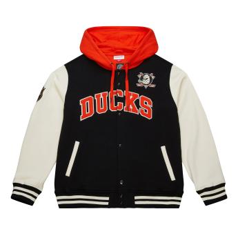 Anaheim Ducks muška majica s kapuljačom Courtside Fleece Button Front Current Logo