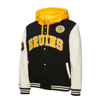 Boston Bruins muška majica s kapuljačom Courtside Fleece Button Front Current Logo