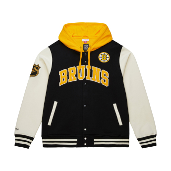 Boston Bruins muška majica s kapuljačom Courtside Fleece Button Front Current Logo