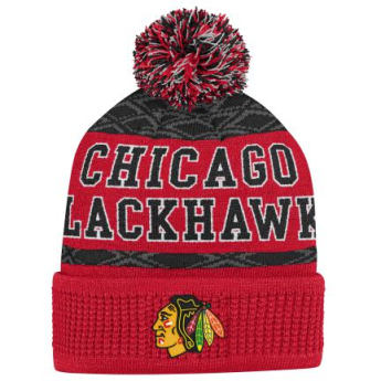Chicago Blackhawks dječja zimska kapa Puck Pattern Cuffed Pom