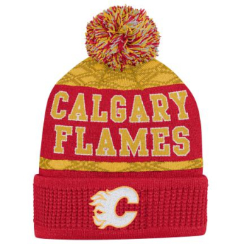 Calgary Flames dječja zimska kapa Puck Pattern Cuffed Pom