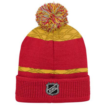 Calgary Flames dječja zimska kapa Puck Pattern Cuffed Pom