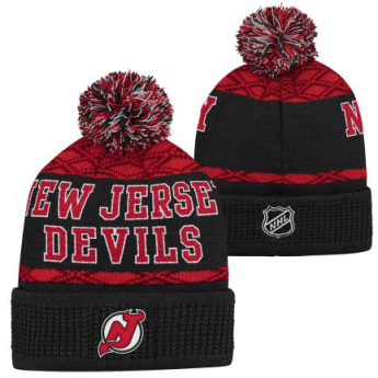 New Jersey Devils dječja zimska kapa Puck Pattern Cuffed Pom