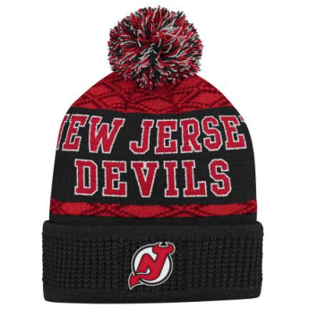 New Jersey Devils dječja zimska kapa Puck Pattern Cuffed Pom