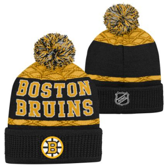 Boston Bruins dječja zimska kapa Puck Pattern Cuffed Pom