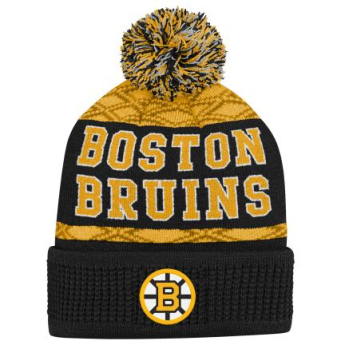 Boston Bruins dječja zimska kapa Puck Pattern Cuffed Pom