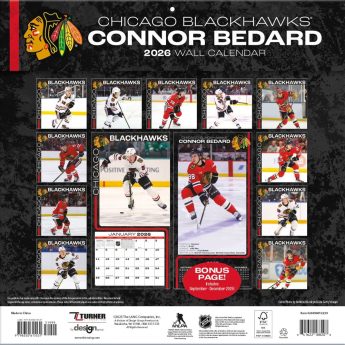 Chicago Blackhawks kalendar Connor Bedard 2026 Wall