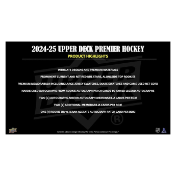 NHL boxovi NHL hokejske karte 2024-25 Upper Deck Premier Hockey Hobby Box