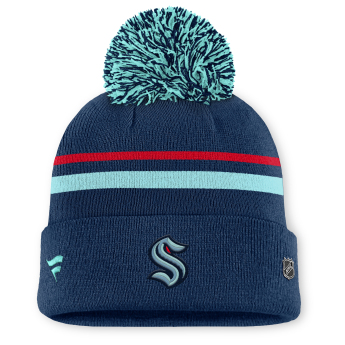 Seattle Kraken ženska zimska kapa Authentic Pro W/Cap Cuffed Pom Beanie