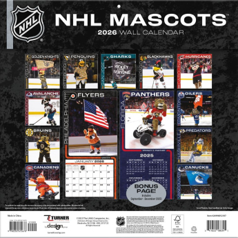 NHL proizvodi kalendar Mascots 2026 Wall