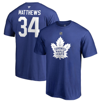 Toronto Maple Leafs muška majica Auston Matthews #34 Stack Logo Name & Number blue