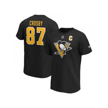 Pittsburgh Penguins muška majica Sidney Crosby #87 Stack Logo Name & Number black