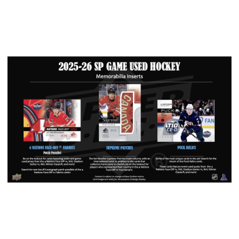 NHL boxovi NHL hokejske karte 2025-26 Upper Deck SP Game Used Hobby Box