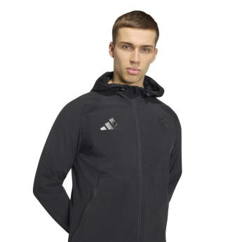 Real Madrid muška jakna s kapuljačom Travel Windbreaker black