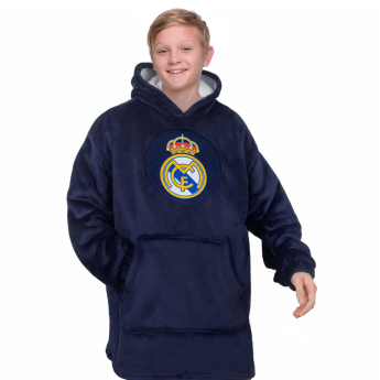 Real Madrid dječja majica s kapuljačom oversize blanket navy