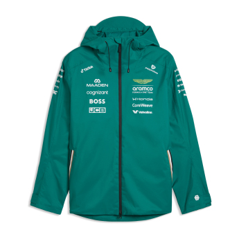 Aston Martin muška jakna s kapuljačom Rain green official Teamline Replica F1 Team 2026