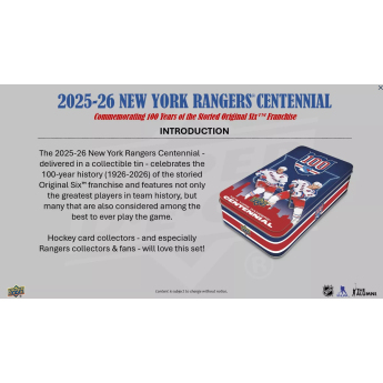NHL boxovi NHL hokejske karte 2025-26 Upper Deck New York Rangers NHL Centennial Hobby Box