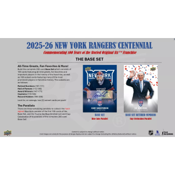 NHL boxovi NHL hokejske karte 2025-26 Upper Deck New York Rangers NHL Centennial Hobby Box