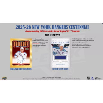 NHL boxovi NHL hokejske karte 2025-26 Upper Deck New York Rangers NHL Centennial Hobby Box