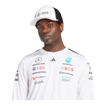 Mercedes AMG Petronas muška majica dugih rukava white official Teamline Replica F1 Team 2025