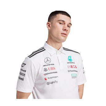 Mercedes AMG Petronas muška polo majica white official Teamline Replica F1 Team 2025