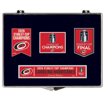 Carolina Hurricanes značka NHL 2026 Stanley Cup Champions Three-Piece Collector Pin Set