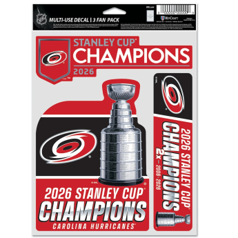 Carolina Hurricanes naljepnica NHL 2026 Stanley Cup Champions 3 pack Multi Use Decal