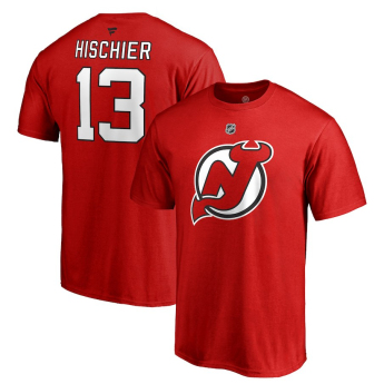 New Jersey Devils muška majica red #13 Nico Hischier Stack Logo Name & Number