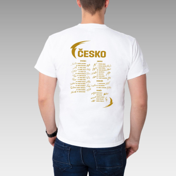 Hokejaške reprezentacije muška majica HOŠI DĚKUJEM Ice Hockey World Championship Czechia MS 2024 GOLD EDITION White