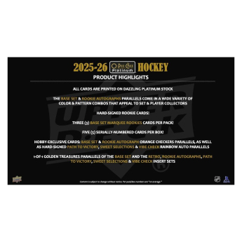 NHL boxovi NHL hokejske karte 2025-26 Upper Deck O-Pee-Chee Platinum Hobby Box