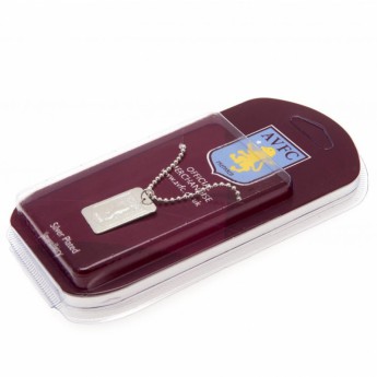 Aston Villa ogrlica s identifikacijskom pločicom za psa Silver Plated Dog Tag & Chain